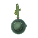 Green measuring cup with handle on a white background