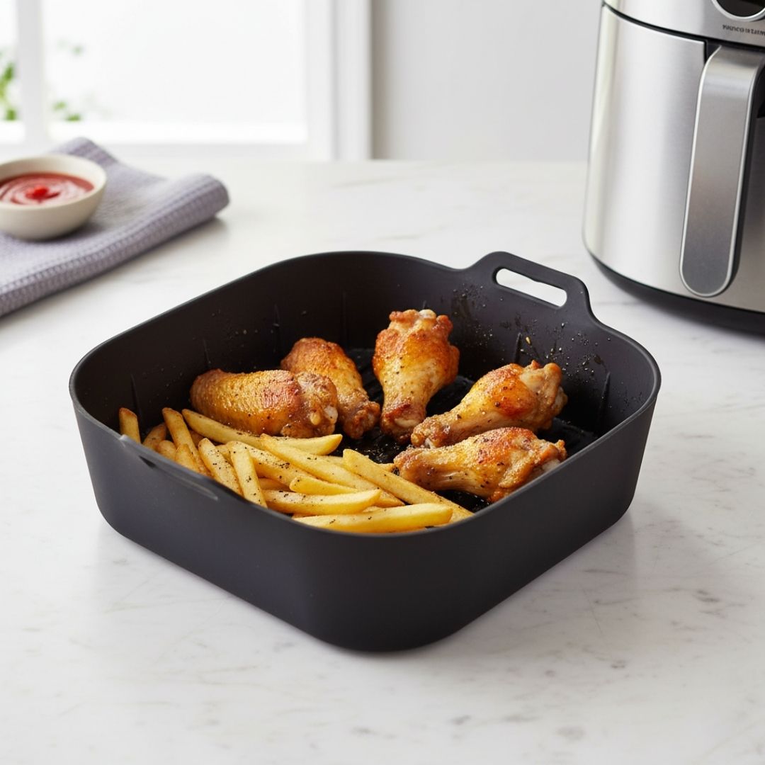 20cm Air Fryer Silicone Liner - Reusable Non-Stick Basket for Easy Cleaning
