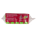 Packaged cleaning product with red label and green wavy shape on a white background