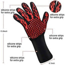 Heat Resistant BBQ Gloves 34x15.5cm With Non-Slip Silicone Grip – Aramid Fiber & Cotton Lining For Safe Cooking