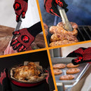 Heat Resistant BBQ Gloves 34x15.5cm With Non-Slip Silicone Grip – Aramid Fiber & Cotton Lining For Safe Cooking