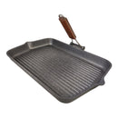 ريسولي جريل جرانيت 43×26×4 سم – مقلاة شواء مستطيلة كبيرة غير لاصقة من الألمنيوم المصبوب بمقبض خشبي قابل للطي صناعة إيطاليا