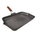 ريسولي جريل جرانيت 43×26×4 سم – مقلاة شواء مستطيلة كبيرة غير لاصقة من الألمنيوم المصبوب بمقبض خشبي قابل للطي صناعة إيطاليا