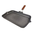 ريسولي جريل جرانيت 43×26×4 سم – مقلاة شواء مستطيلة كبيرة غير لاصقة من الألمنيوم المصبوب بمقبض خشبي قابل للطي صناعة إيطاليا