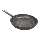 Black speckled frying pan on a white background