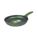 Green frying pan with a brand logo on a white background
