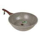 Granite Wok Frying Pan 28cm – 4L Non-Stick Deep Pan with Wooden Handle
