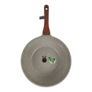 Granite Wok Frying Pan 28cm – 4L Non-Stick Deep Pan with Wooden Handle