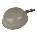 Granite Wok Frying Pan 28cm – 4L Non-Stick Deep Pan with Wooden Handle