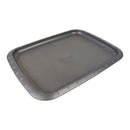 Gray plastic tray with textured surface on a white background
