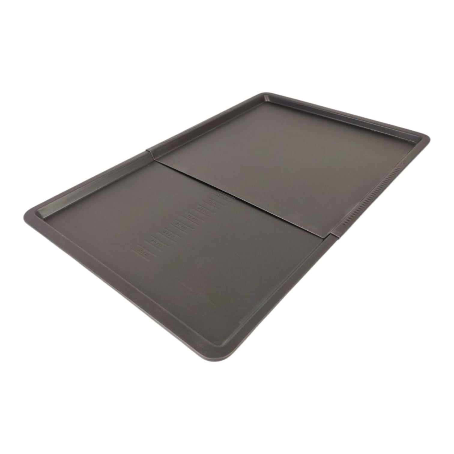 Gray tray with a smaller inset tray on a white background