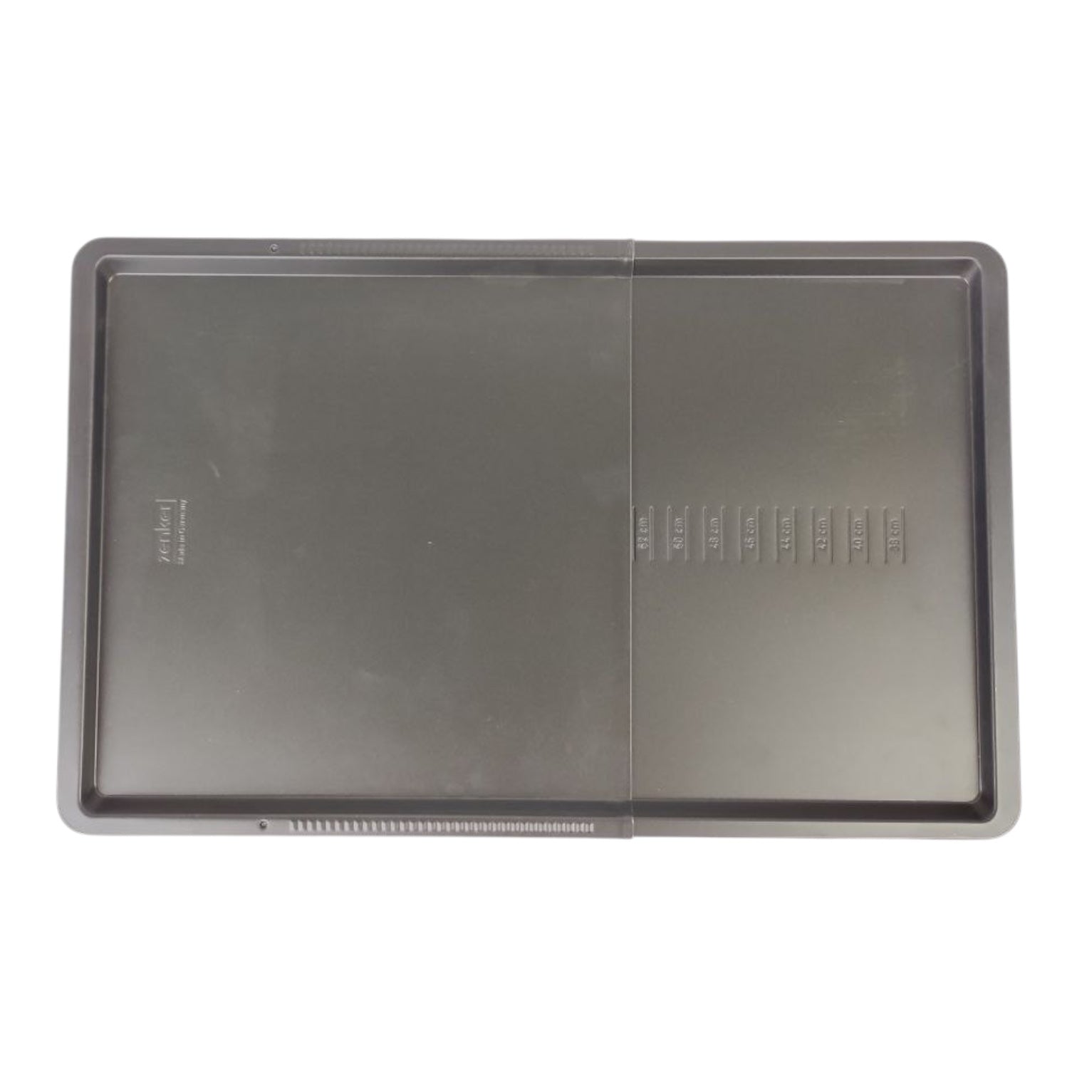 Baking tray with a non-stick surface on a white background