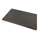 Black rectangular mat on a white background