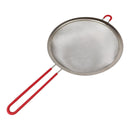 مصفاة مطبخ ستانلس ستيل 44×24×7 سم – شبك ناعم كبير بمقبض أحمر للطهي والخبز