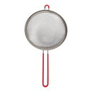 مصفاة مطبخ ستانلس ستيل 44×24×7 سم – شبك ناعم كبير بمقبض أحمر للطهي والخبز