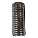 Black ribbed cylindrical object on a white background