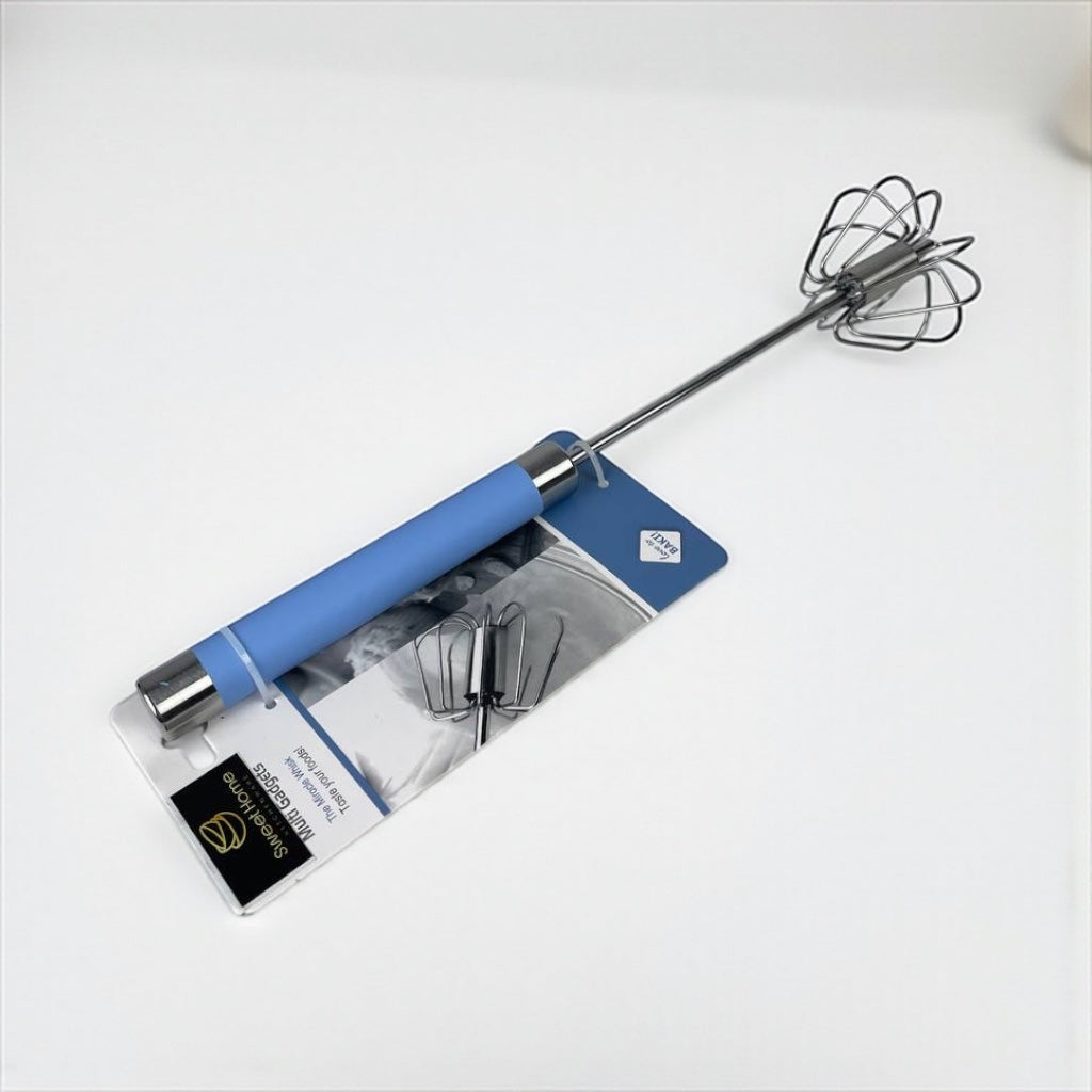 Handheld whisk with blue handle on a white background available at cupindy.com