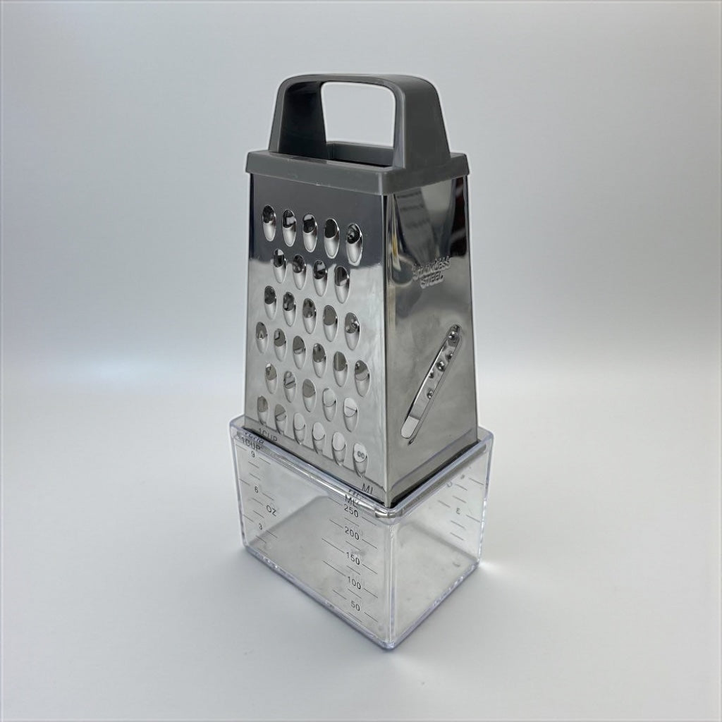 Danny Home 4-Sided Grater with Container & Measuring Cup - Stainless Steel