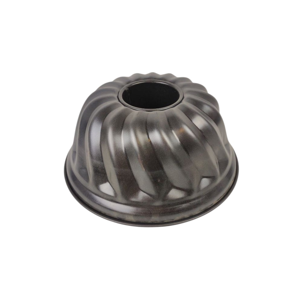 Metallic Bundt cake mold on a white background available at cupindy.com