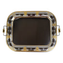 صينية تقديم إيطالية أنيقة من الستانلس ستيل 18/10 مطلية بالذهب – تصميم فاخر 55 سم