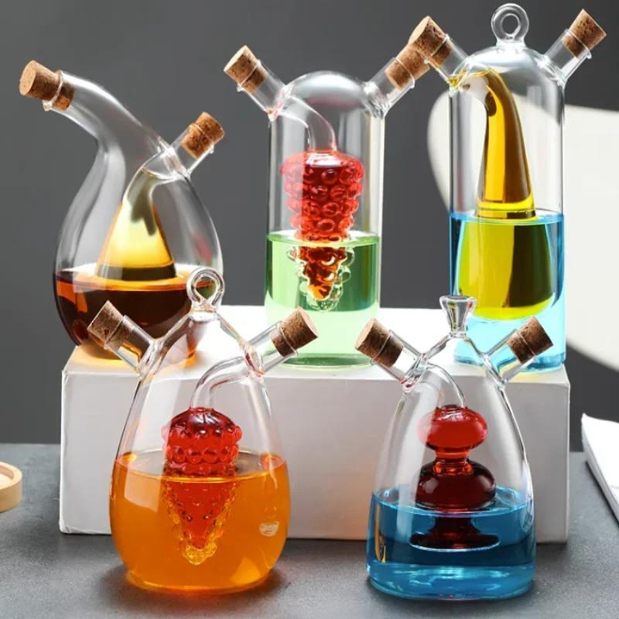 Kitchen Storage Sealed Bottles, Double-layer 2-in-1 For Oil and Vinegar