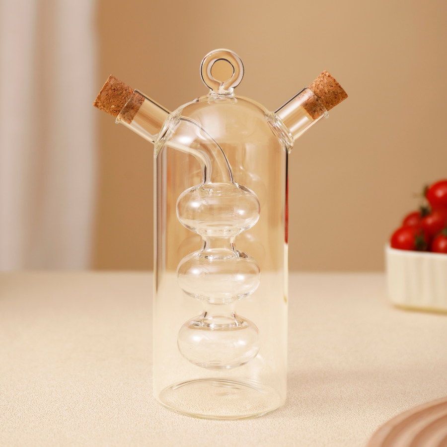 Kitchen Storage Sealed Bottles, Double-layer 2-in-1 For Oil and Vinegar