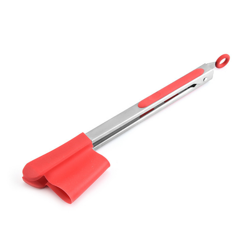 Stainless Steel Food Tong With Silicone Head - Random Color