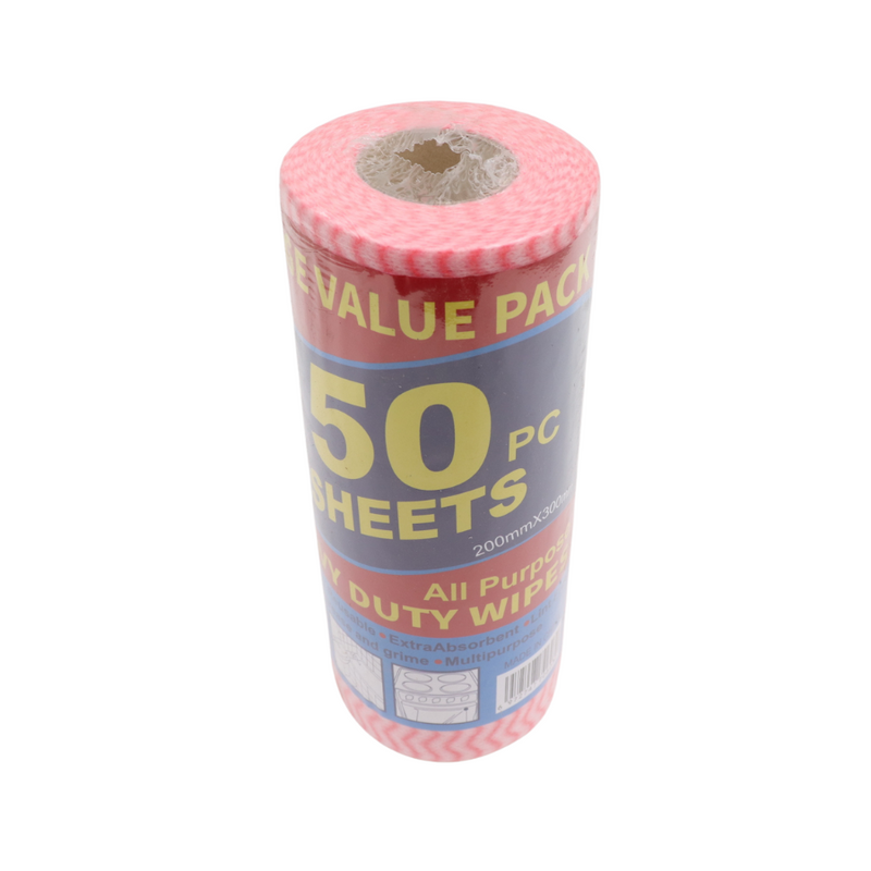 Heavy Duty Wipes Roll, Pack of 50 Sheets