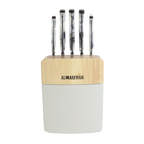 Elegant Marble-Shaped Handle Knife Set With Bamboo Block - 5 Essential Knives For Your Kitchen
