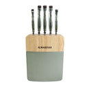Elegant Marble-Shaped Handle Knife Set With Bamboo Block - 5 Essential Knives For Your Kitchen
