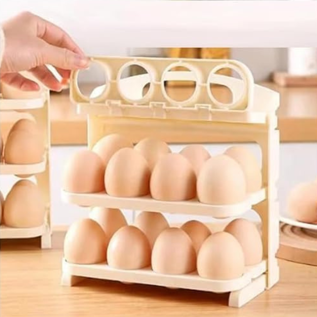 Automatic Egg Rolling Tray In White – Gravity-Fed Egg Dispenser For Fridge Storage, Compact And Space-Saving Design | Cupindy