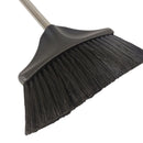 Black broom with a metal handle on a white background