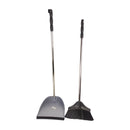 Gray broom and dustpan set on a white background