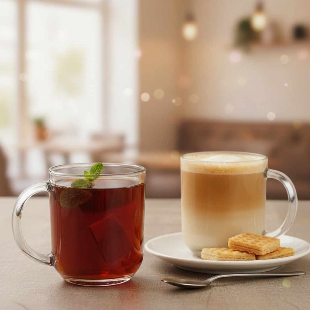 City Glass Caramel 6-Pcs Glass Mugs - 210ml Transparent Coffee & Tea Cups