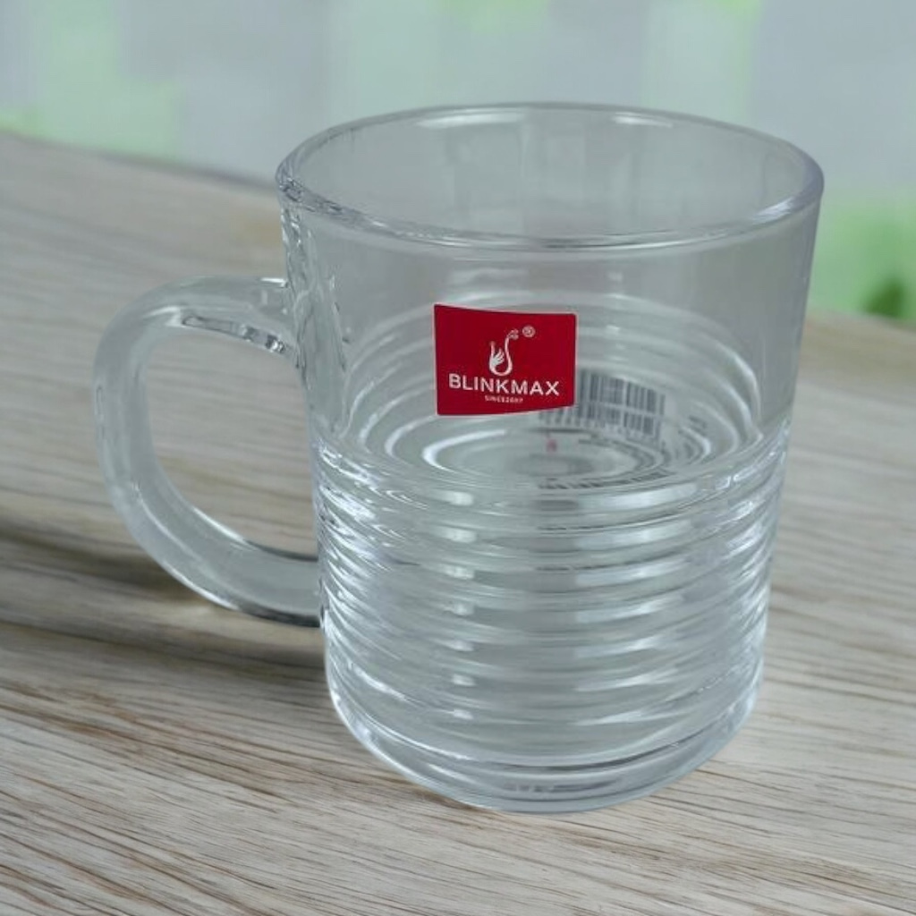 Blinkmax Glass Mug Set Of 6 – 235 ml Classic Design With Handle