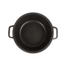 Black cast iron pot on a white background