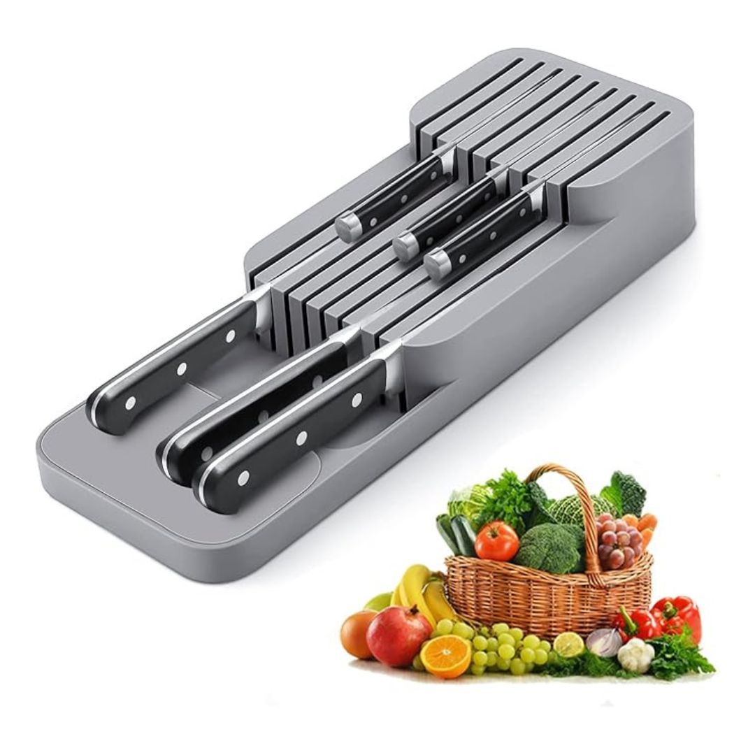 Drawer knife organizer with double layer and non-slip base | Cupindy