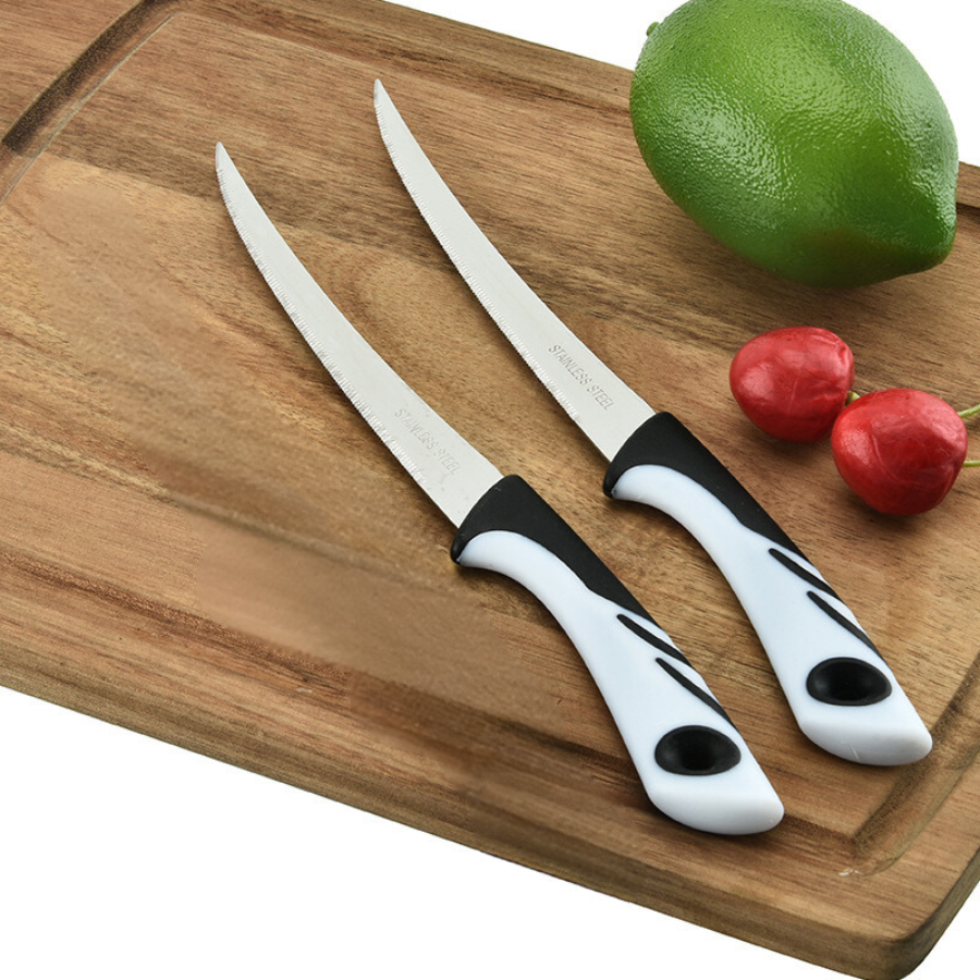 Stainless Steel Fruit And Steak Knife Set - Two Pieces With Ergonomic Handle For Versatile Use