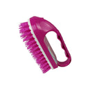 Pink brush with bristles on a white background