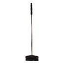 Black broom with a long handle on a white background