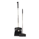 Black broom and dustpan set on a white background