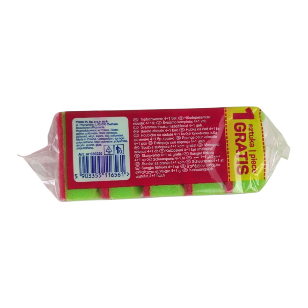 Packaged product with red label and green packaging on a white background