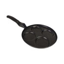 Black four-sectioned frying pan on a white background