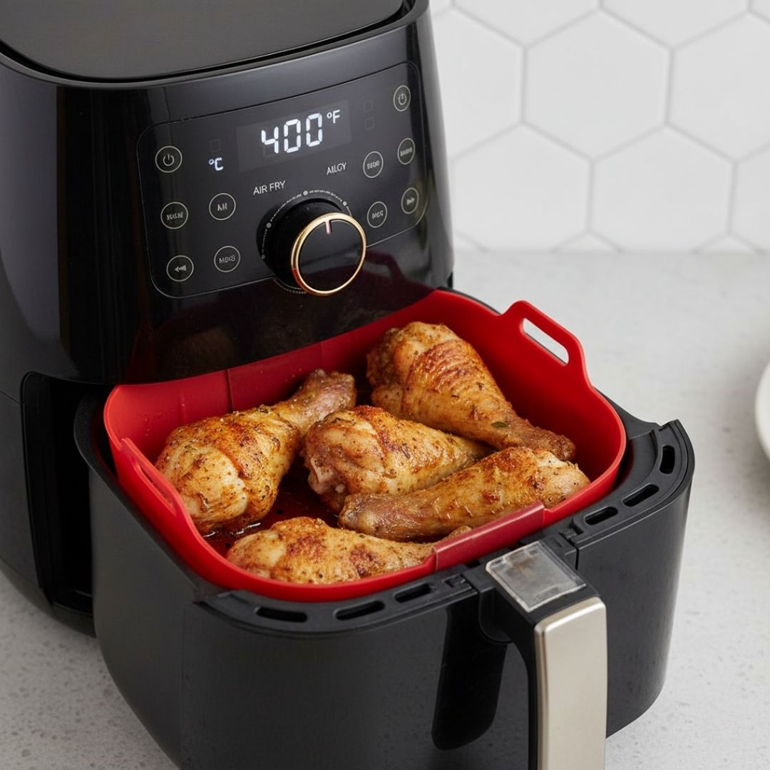 20cm Air Fryer Silicone Liner - Reusable Non-Stick Basket for Easy Cleaning