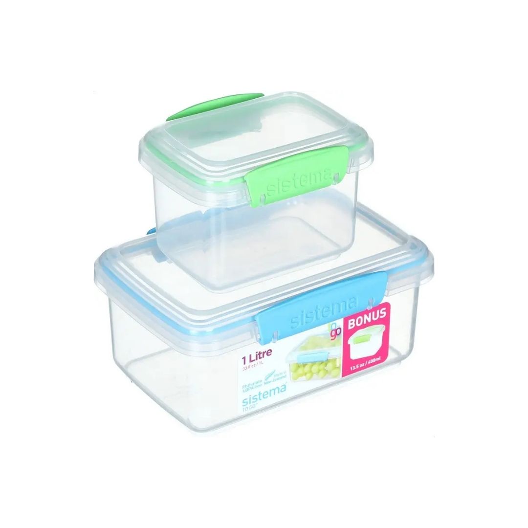Sistema To Go 1L Lunch Box With 400ml Bonus Container And Secure Clips | Cupindy
