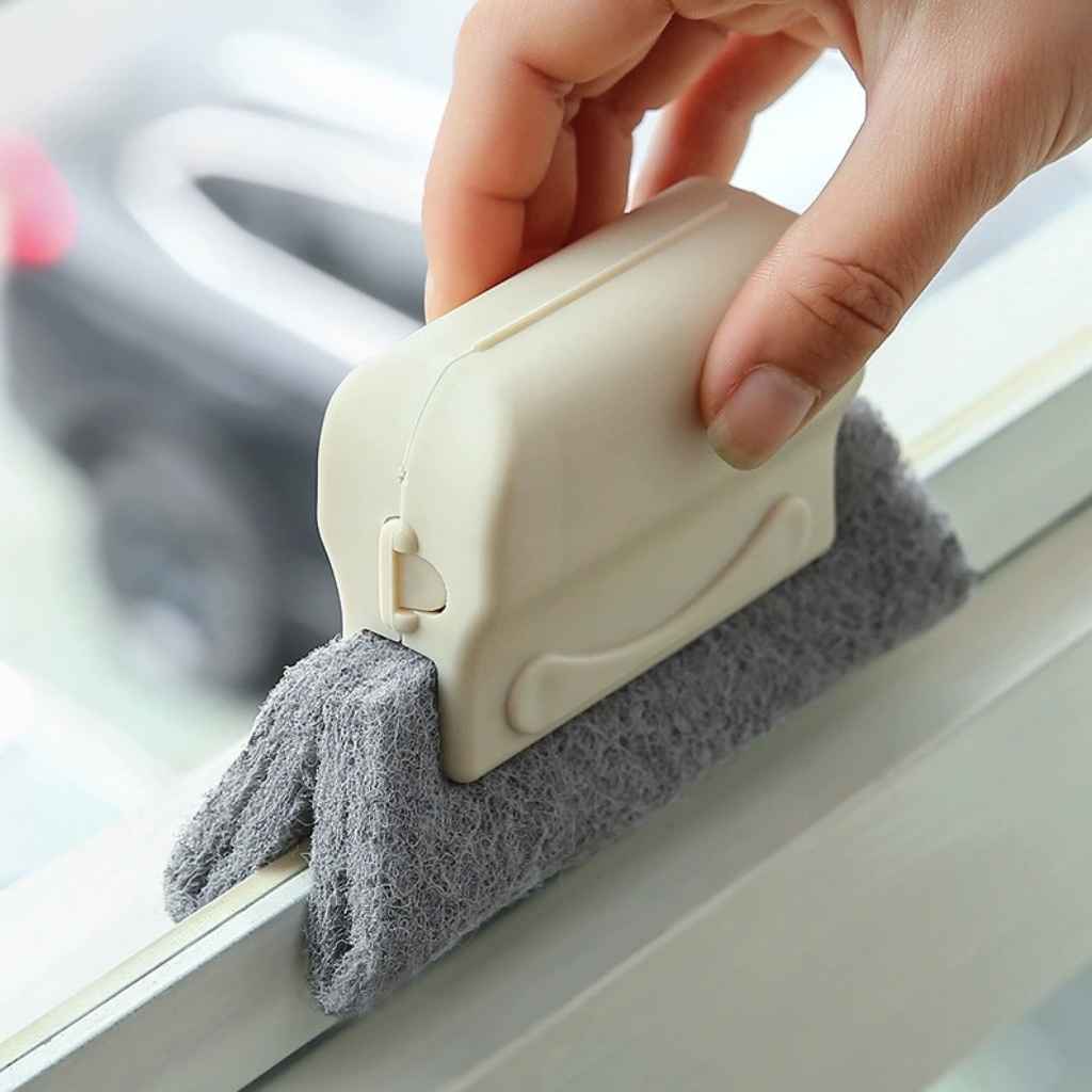 Cleaning brush for window track and narrow grooves