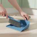 York Handheld Dustpan & Brush Set - Small Blue Cleaning Tools with Clip