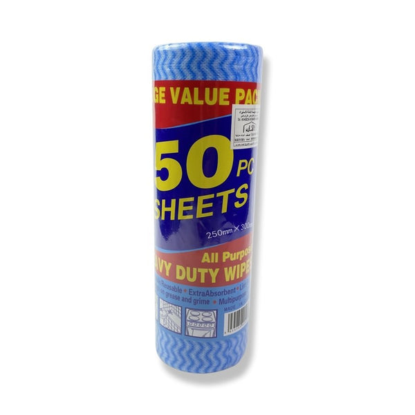 Heavy Duty Wipes Roll, Pack of 50 Sheets - Cupindy