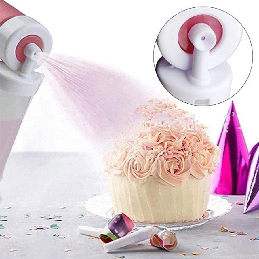 Manual Airbrush for Cakes,DIY Baking Cake Airbrush Decorating Tools for Cupcakes Cookies and Desserts (Rose Red)