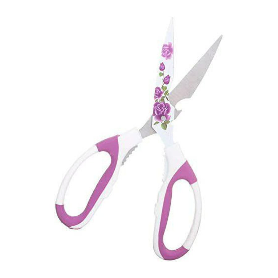 Stainless Steel Rose Print Kitchen Sharp Scissors - Multi Colors - Cupindy